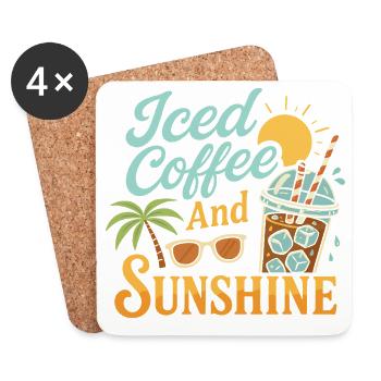 Eiskaffee und Sonnenschein - Untersetzer (4er-Set) - Weiß - Vorne
