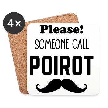 S’il vous plaît, quelqu’un appelle Poirot moustache - Dessous de verre (lot de 4) - blanc - Devant