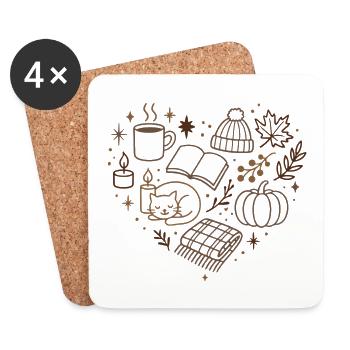 Autumnal Cuddle Evening Pattern - Coasters (set of 4) - white - Front
