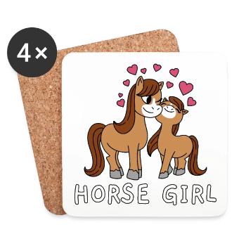 Fille de cheval Fille de cheval Fille de cheval mignonne Fille de cheval - Dessous de verre (lot de 4) - blanc - Devant