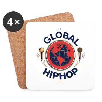 HipHop mondial Globe Microphones - Dessous de verre (lot de 4) - blanc - Devant