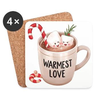 Heiße Schokolade – Warmest Love Xmas Design - Untersetzer (4er-Set) - Weiß - Vorne