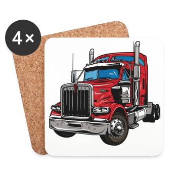 Red Truck Illustration - Coasters (set of 4) - white - Front