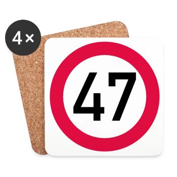 47. Geburtstag Achtung! Verkehrsschild 47 Km/h - Untersetzer (4er-Set) - Weiß - Vorne