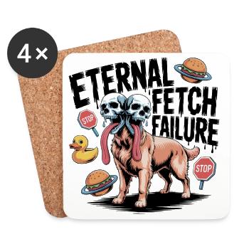 Eternal Fetch: Doppel-Totenkopf-Zungenhund - Untersetzer (4er-Set) - Weiß - Vorne