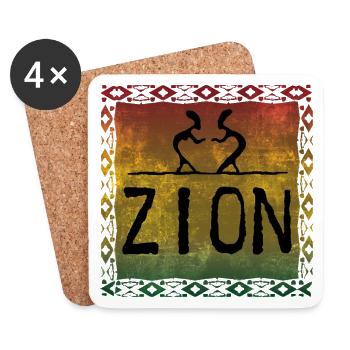 Zion Dance Silhouette in Reggae Colors - Coasters (set of 4) - white - Front