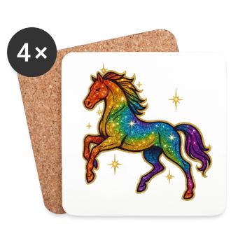 Cheval arc-en-ciel | Licorne Glitter Dream - Dessous de verre (lot de 4) - blanc - Devant