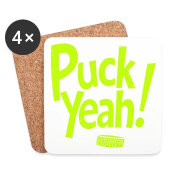 Puck Yeah Eishockey Spruch Hockey Puck Grafik - Untersetzer (4er-Set) - Weiß - Vorne