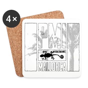 Majorque Logo du palmier PMI - Dessous de verre (lot de 4) - blanc - Devant