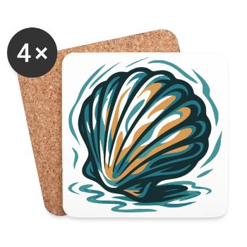 Coquillage aux couleurs des vagues - Dessous de verre (lot de 4) - blanc - Devant