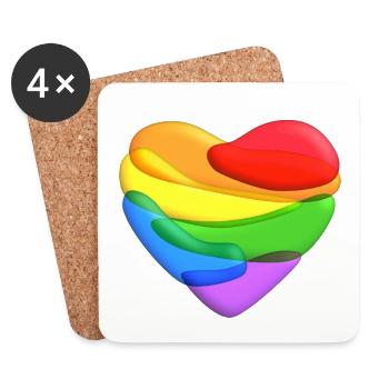 Rainbow Heart - Coasters (set of 4) - white - Front