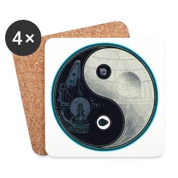 Millenium_falcon_and_death_star_Yin_Yang - Dessous de verre (lot de 4) - blanc - Devant