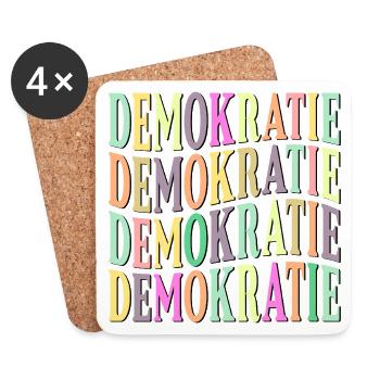 WAHL WÄHLEN - DEMOKRATISCH DEMOKRATIE - Untersetzer (4er-Set) - Weiß - Vorne