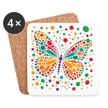 Spotty Butterfly T-Shirt – Colourful Dotted Dots - Coasters (set of 4) - white - Front