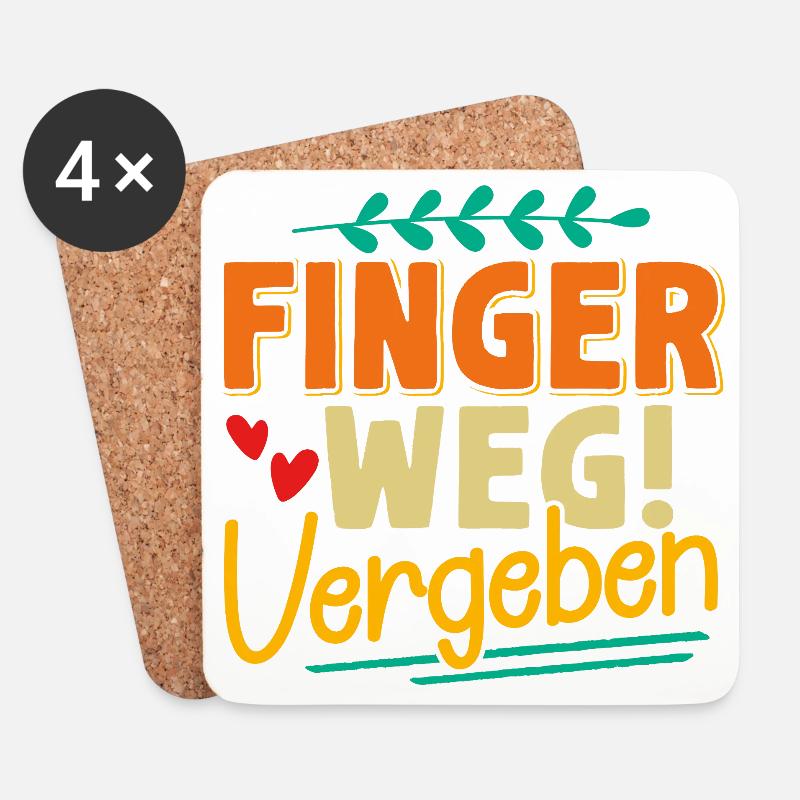 Malle FINGER WEG VERGEBEN Lustiges - Untersetzer (4er-Set) - Weiß