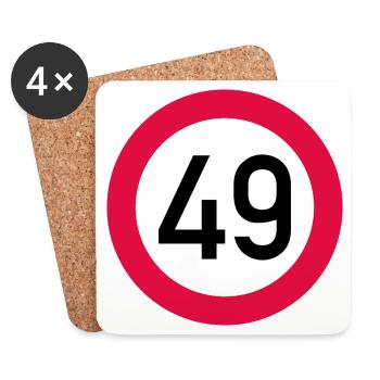 49. Geburtstag Achtung! Verkehrsschild 49 Km/h - Untersetzer (4er-Set) - Weiß - Vorne