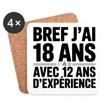 18 Years Old with 12 Years of Experience - Coasters (set of 4) - white - Front