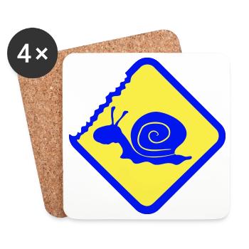 Snail Warning Caution Danger Sign - Coasters (set of 4) - white - Front