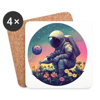 Weltraumblüten Astronaut - Untersetzer (4er-Set) - Weiß - Vorne