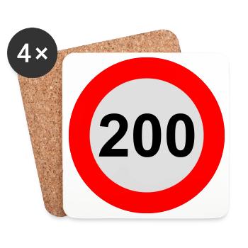 Geschwindigkeitsbegrenzung 200 km/h - Untersetzer (4er-Set) - Weiß - Vorne