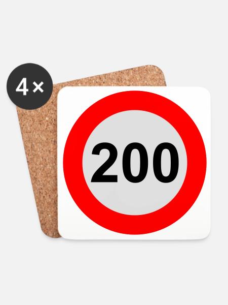 Speed limit 200 km/h - Coasters (set of 4) - white