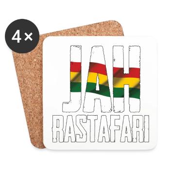 Lettrage Jah Rastafari aux couleurs du drapeau - Dessous de verre (lot de 4) - blanc - Devant