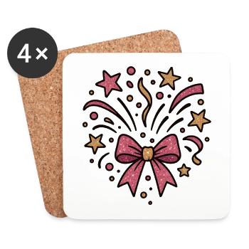 Glitter Fireworks Bow - Coasters (set of 4) - white - Front