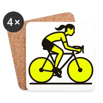 Yellow Cyclist Silhouette - Coasters (set of 4) - white - Front