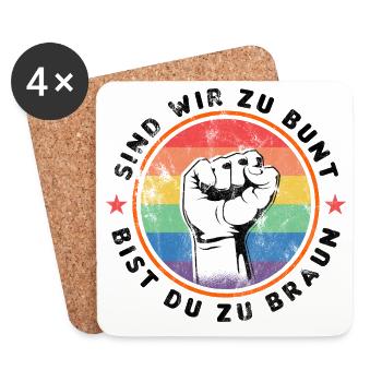 ARE WE TOO COLOURFUL - ARE YOU TOO BROWN - AGAINST THE RIGHT - Coasters (set of 4) - white - Front