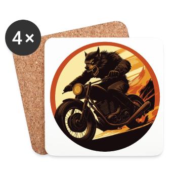 Werewolf Motorcycle Flame Circle - Coasters (set of 4) - white - Front