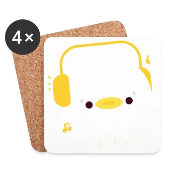 Ente mit Kopfhörern - Untersetzer (4er-Set) - Weiß - Vorne