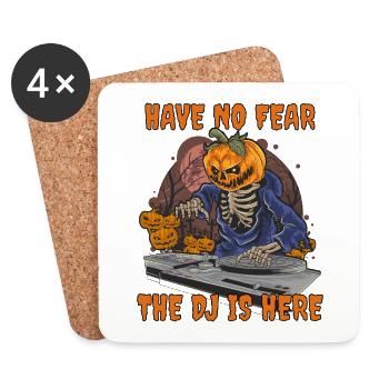 Halloween DJ citrouille squelette drôle dicton - Dessous de verre (lot de 4) - blanc - Devant