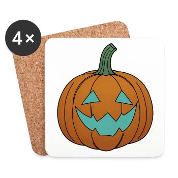 Pumpkin face in teal look - Coasters (set of 4) - white - Front