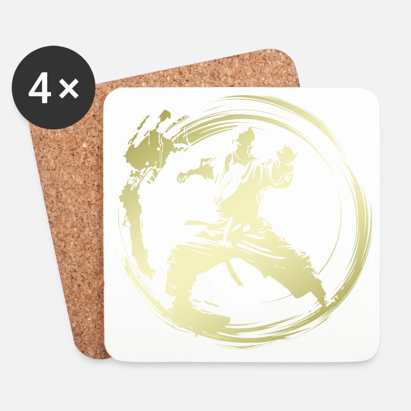 Karate Silhouette Fighter - Untersetzer (4er-Set) - Weiß