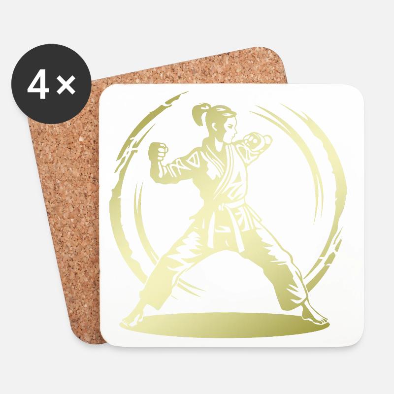Karate Silhouette Fighter - Untersetzer (4er-Set) - Weiß