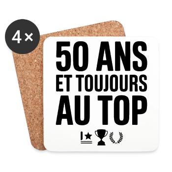 50 ans et Toujours au Top - Dessous de verre (lot de 4) - blanc - Devant
