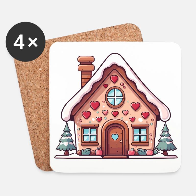 Heart Cottage Lebkuchen - Untersetzer (4er-Set) - Weiß