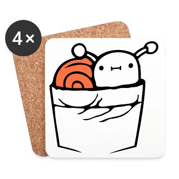 Schnecke Brusttasche Hemdtasche Tasche unterwegs - Untersetzer (4er-Set) - Weiß - Vorne