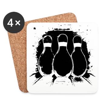 Graphiques de bowling - Dessous de verre (lot de 4) - blanc - Devant