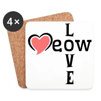 Pink Heart Silhouette on Black - Coasters (set of 4) - white - Front