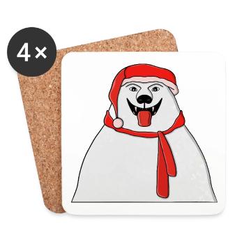 Festive Polar Bear Santa Illustration - Coasters (set of 4) - white - Front