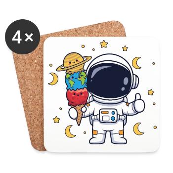 Astronaut Artwork Food Space Humor - Untersetzer (4er-Set) - Weiß - Vorne