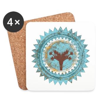 Distressed Baum Siegel Blau Mallorca - Untersetzer (4er-Set) - Weiß - Vorne