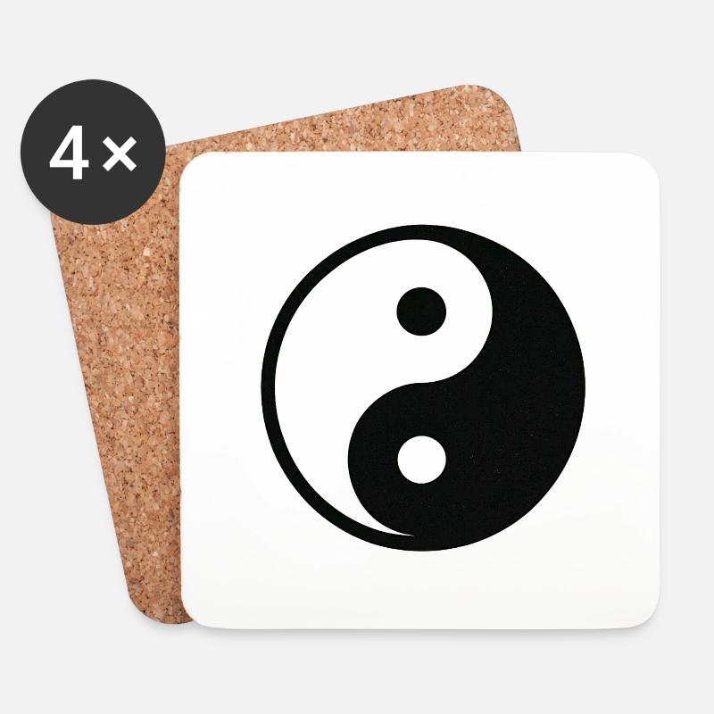 YinYang Silhouette - Untersetzer (4er-Set) - Weiß