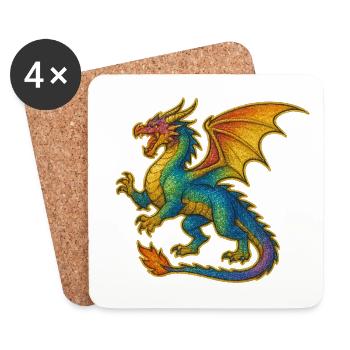 Dragon scintillant arc-en-ciel - Dessous de verre (lot de 4) - blanc - Devant
