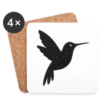 Silhouette de colibri scintillant - Dessous de verre (lot de 4) - blanc - Devant