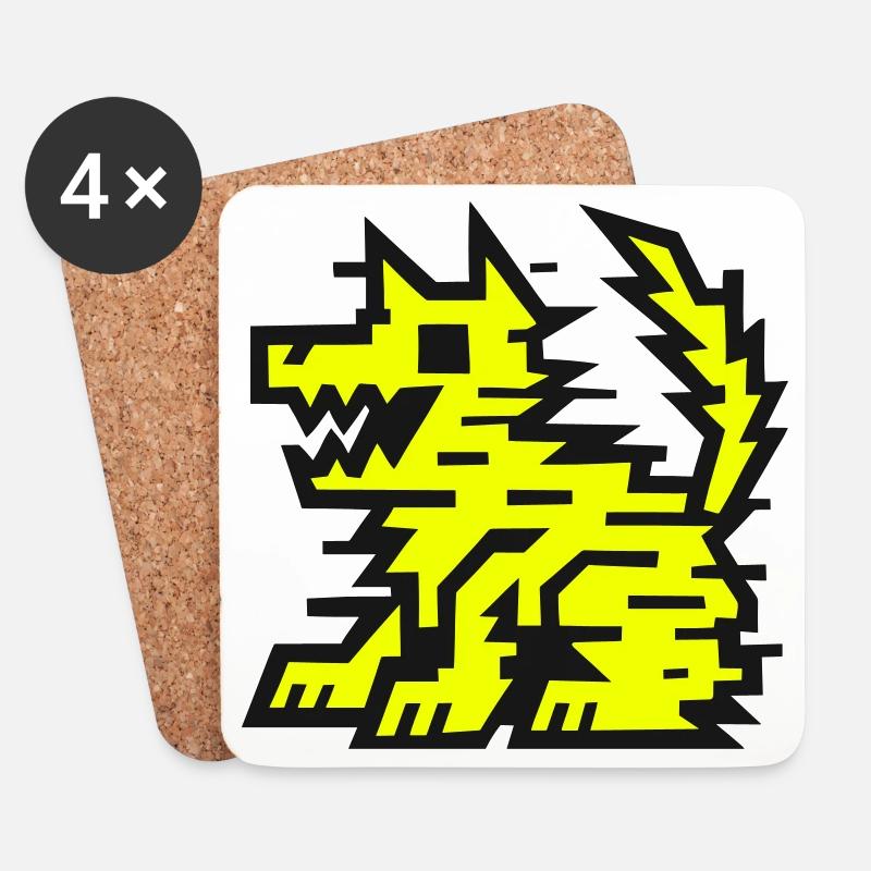 Glitch Neon Dog - Untersetzer (4er-Set) - Weiß
