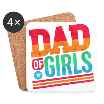 Papa de filles arc-en-ciel, pères - Dessous de verre (lot de 4) - blanc - Devant
