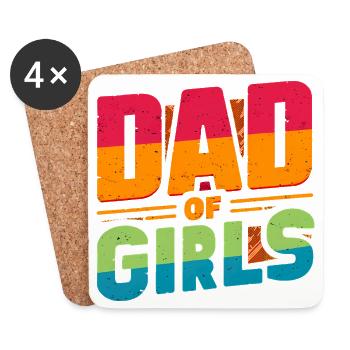Vater von Mädchen Regenbogen, Väter - Untersetzer (4er-Set) - Weiß - Vorne