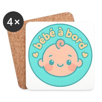 Bébé à bord pastel - Dessous de verre (lot de 4) - blanc - Devant